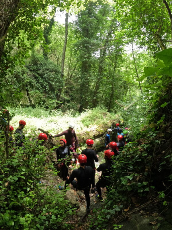 torrente mezzanello, progressione nella fitta vegetazione