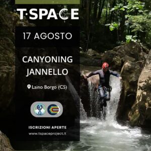 locandina dell'esplorazione in canyoning sul torrente jannello in calabria con tspace